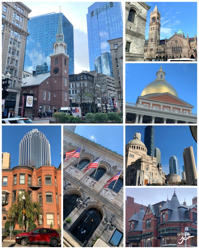 Boston Architecture. Copy buildings and historic sights. Collage. Copyright Kim for all the images.